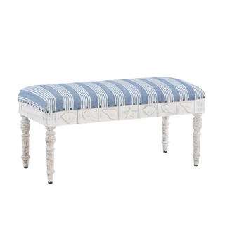 Thumbnail 1: Linon Linon Shelly Upholstered Wood Seashell Bench  