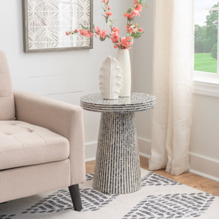 Thumbnail 4: Linon Linon Percola Black Capiz Side Table 