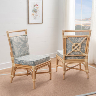 Thumbnail 8: Linon Linon Rankin 2 Pc. Bamboo Accent Chair in Floral Set  