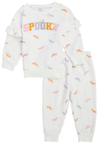 Thumbnail 1: Lila & Jack Toddler Girls 2 Pc Spooky Bats Shirt & Pants Set 