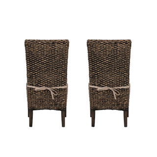 Thumbnail 4: Linon Linon Elodie 2 Pc. Seagrass Dining Chair Brown Set 