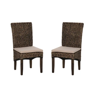 Thumbnail 1: Linon Linon Elodie 2 Pc. Seagrass Dining Chair Brown Set 