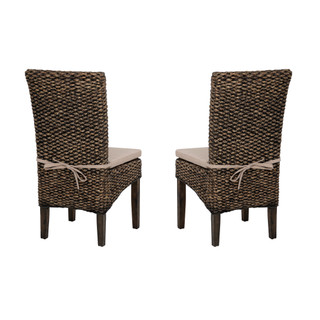 Thumbnail 6: Linon Linon Elodie 2 Pc. Seagrass Dining Chair Brown Set 