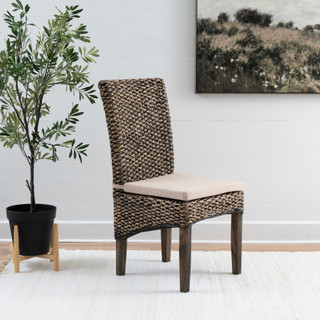 Thumbnail 7: Linon Linon Elodie 2 Pc. Seagrass Dining Chair Brown Set 