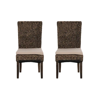 Thumbnail 8: Linon Linon Elodie 2 Pc. Seagrass Dining Chair Brown Set 