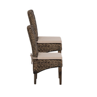 Thumbnail 9: Linon Linon Elodie 2 Pc. Seagrass Dining Chair Brown Set 