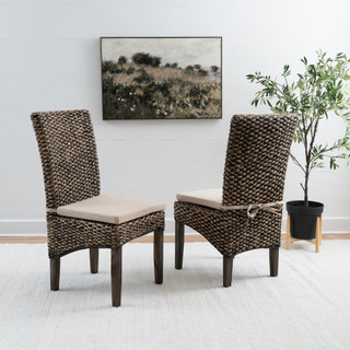 Thumbnail 10: Linon Linon Elodie 2 Pc. Seagrass Dining Chair Brown Set 