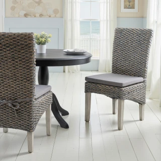 Thumbnail 2: Linon Linon Elodie 2 Pc. Seagrass Dining Chair Brown Set 
