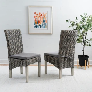 Thumbnail 7: Linon Linon Elodie 2 Pc. Seagrass Dining Chair Brown Set 