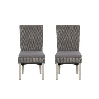 Thumbnail 9: Linon Linon Elodie 2 Pc. Seagrass Dining Chair Brown Set 