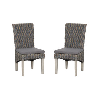 Thumbnail 1: Linon Linon Elodie 2 Pc. Seagrass Dining Chair Brown Set 