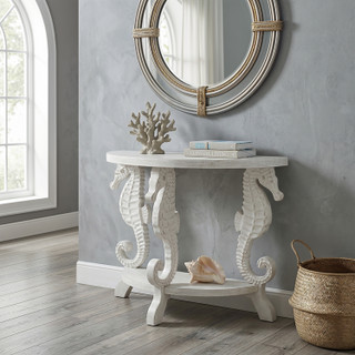 Thumbnail 3: Linon Linon Triton Distressed Seahorse Demilune Table  