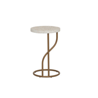 Thumbnail 3: Linon Linon Padget Capiz Round Metal Side Table 