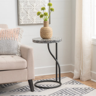 Thumbnail 2: Linon Linon Padget Capiz Round Metal Side Table 
