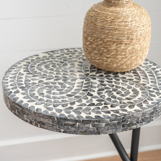 Thumbnail 4: Linon Linon Padget Capiz Round Metal Side Table 