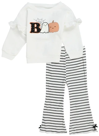 Thumbnail 1: Lila & Jack Toddler Girls 2 Pc Boo Shirt & Flare Pants Set 