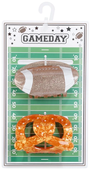 Thumbnail 1: Fantasia Accessories 2 Pk Football Game Day Hair Claw Clips 