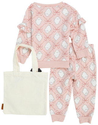 Thumbnail 2: Lila & Jack Toddler Girls 3 Pc Ghost Shirt, Pants & Bag Set 