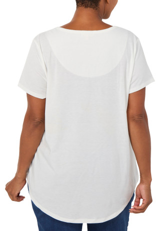 Thumbnail 2: ONE WORLD Plus Short Sleeve Embellished Game Day Top 