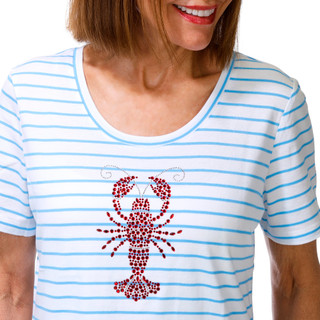 Thumbnail 3: Coral Bay Petite Short Sleeve Embellished Lobster Top 
