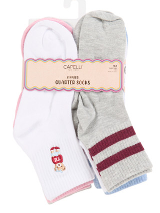 Thumbnail 1: Capelli Girls 8 Pk Quarter Socks 