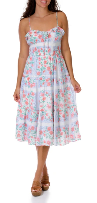Thumbnail 1: Trixxi Juniors Sleeveless Floral Smock Bust Tiered Maxi Dress 