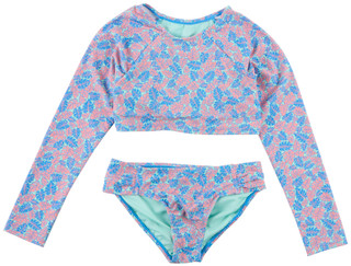 Thumbnail 1: RAISINS Girls 2 Pc Tropical Print Swimsuit Set 