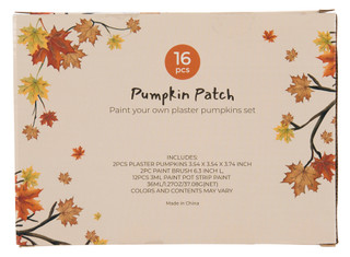 Thumbnail 2: 16 Pc Paint Your Own Plaster Halloween Pumpkin Set 