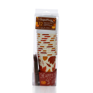 Thumbnail 1: Sugar Plum Party 12 Pk Harvest Paper To Go Cups w/ Sleeves & Lids 
