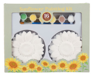 Thumbnail 1: 16 Pc Plaster Sunflowers Harvest Painting Kit 