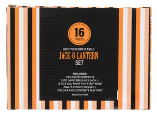 Thumbnail 2: 16 Pc Paint Your Own Plaster Halloween Jack-O-Laterns Set 
