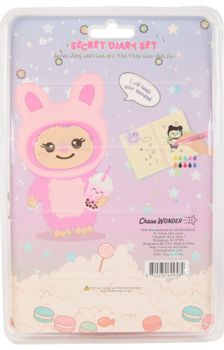 Thumbnail 2: Chase Wonder Fabric Animal Secret Diary Set with Lock & Multi Color Pen 