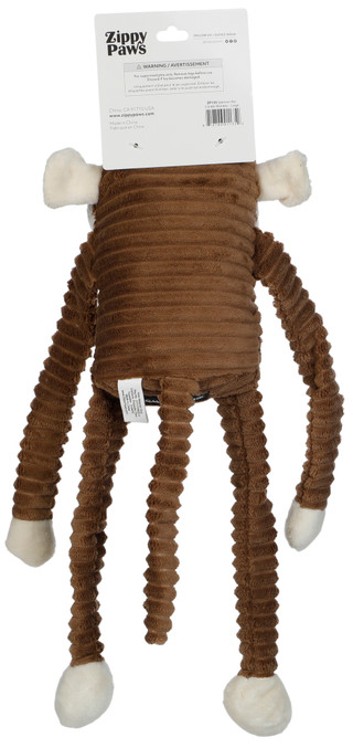 Thumbnail 2: Zippy Paws Spencer the Crinkle Monkey Squeaky Plush Dog Toy 