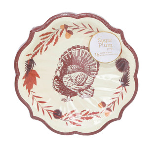 Thumbnail 1: Sugar Plum Party 16 Pk Harvest Print Paper Plates  