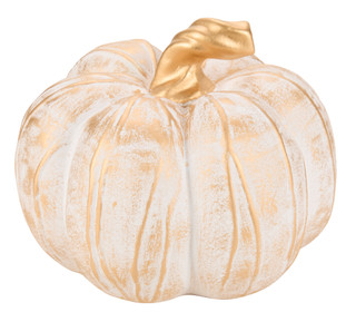 Thumbnail 2: Autumn Grove 8.5 in Ceramic Gold White Wash Pumpkin Decor 