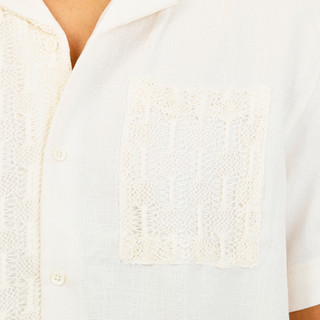 Thumbnail 2: Malibu by Drill Clothing Co. Men's Crochet Linen Button Down 1 Pocket Shirt 
