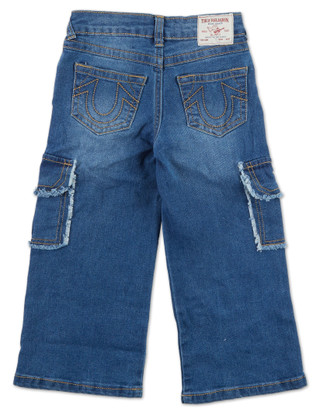 Thumbnail 2: True Religion Little Girls Leila 6 Pocket Studded Wide Leg Cargo Jeans 