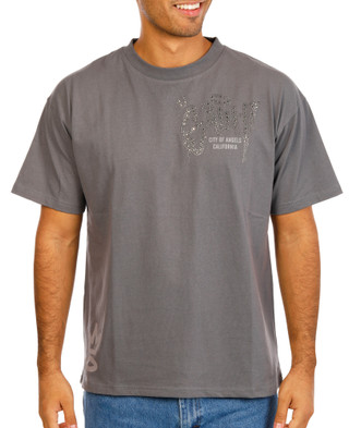 Thumbnail 3: Jaqwin Men's City of Angels Rhinestone Saint Heavy Weight Tee 