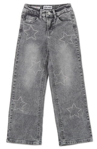 Thumbnail 1: Vigoss Girls 5 Pocket Star Studded Wide Leg Jeans 