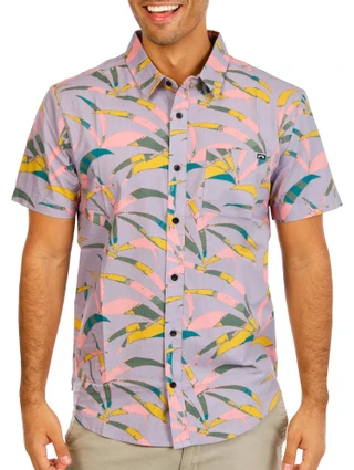 Thumbnail 1: BILLABONG Men's Palm Frond Button Down 1 Pocket Short Sleeve Shirt 