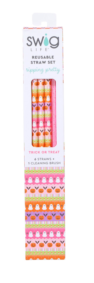 Thumbnail 1: Swig 6 Pk Halloween Reusable Straws w/ Cleaning Brush  