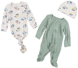 Thumbnail 1: HUGGIES Baby Boys 3 Pc Sleeper Gown & Footed Coverall w/ Hat Set 