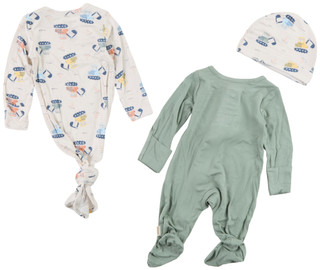 Thumbnail 2: HUGGIES Baby Boys 3 Pc Sleeper Gown & Footed Coverall w/ Hat Set 