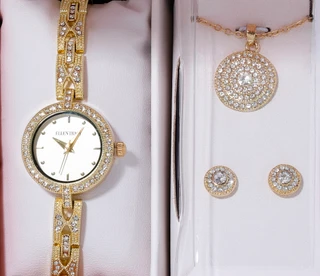 Thumbnail 1: Ellen Tracy Women's 4 Pc Watch & Jewelry Set 