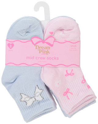 Thumbnail 1: Dream Pink Girls 8 Pk Mid Crew Socks 