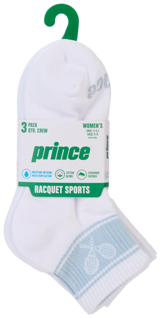 Thumbnail 1: Prince Women's 3 Pk Quarter Crew Socks 
