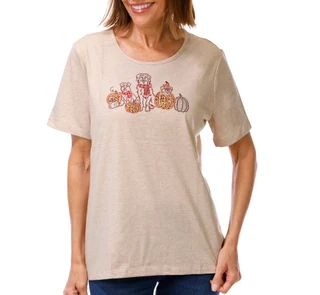 Thumbnail 1: Coral Bay Women's Embellished Pumpkin and Pup Harvest Tee 
