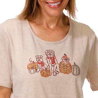 Thumbnail 2: Coral Bay Women's Embellished Pumpkin and Pup Harvest Tee 