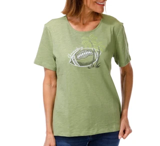 Thumbnail 2: Coral Bay Women's Embellished & Embroidered Crew Tee 