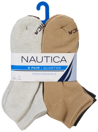 Thumbnail 1: Nautica Men's 8 Pk Performance Quarter Socks 